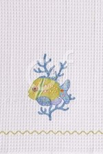 Blue Green Tropical Fish Waffle Weave Kitchen Towel 18