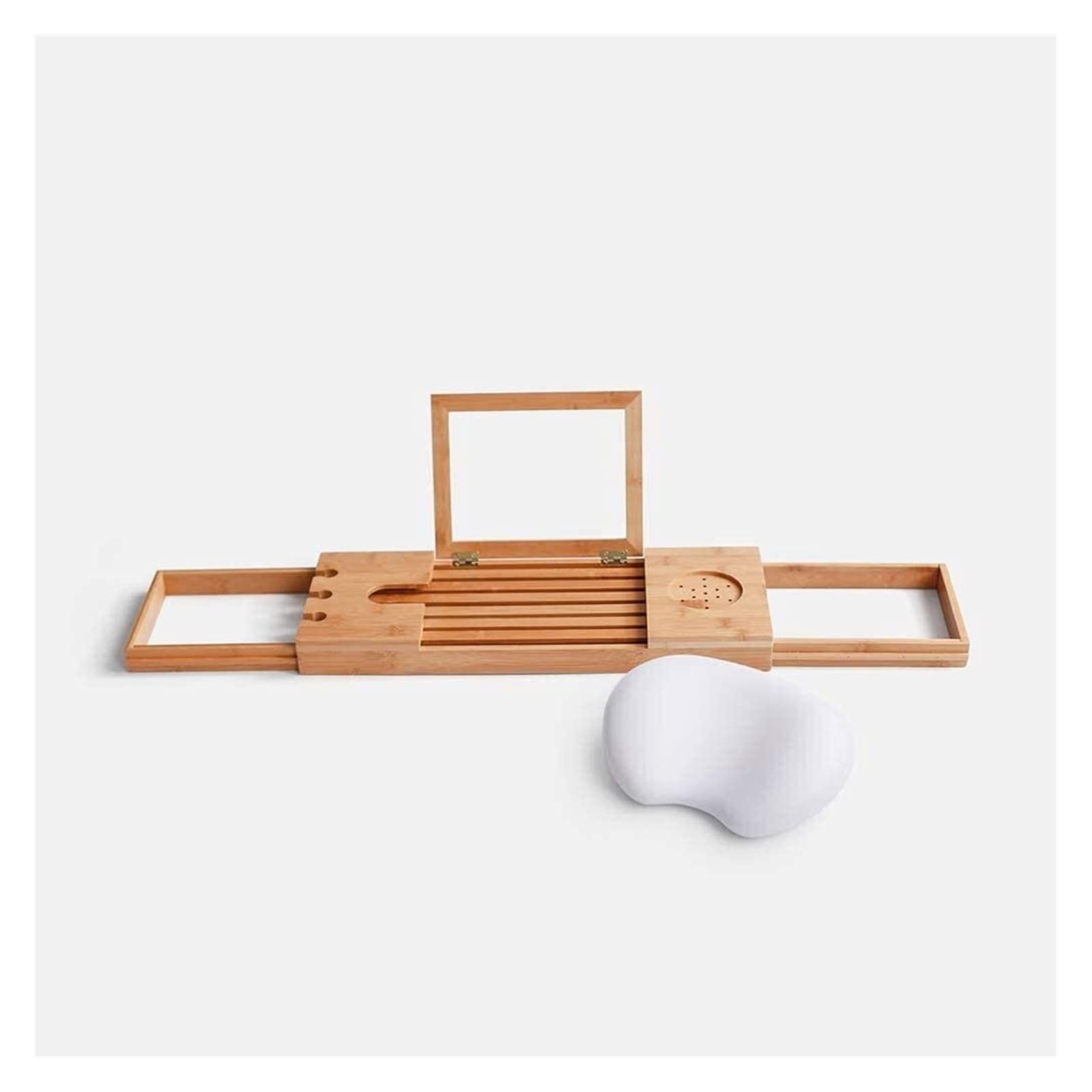 Premium Wooden Bathtub Caddy Tray - Expandable, Foldable Bathtub Shelf with Book Holder & Shower Organizer | Spa Bath Accessories for Relaxing with Wine, Books & Essentials (Color: Brown)
