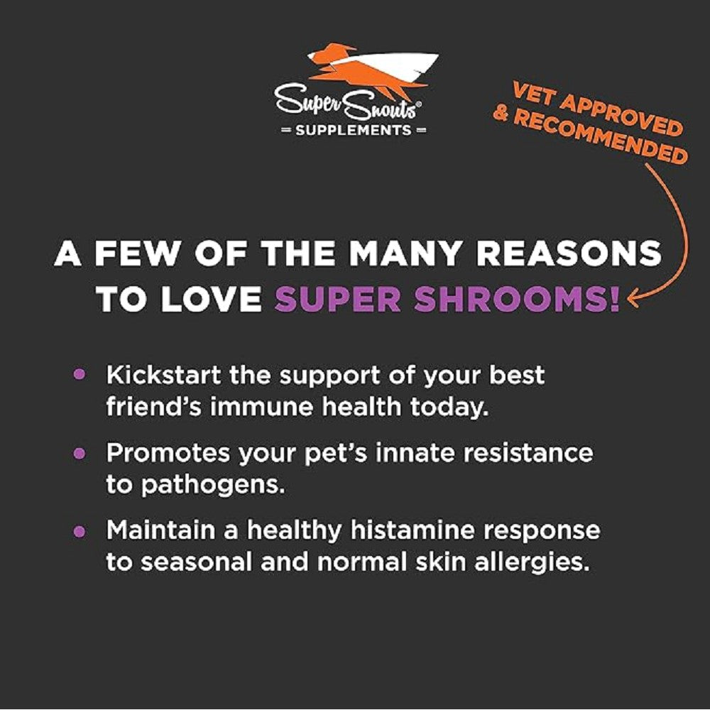 Premium Super Shrooms Mushroom Supplement for Dogs & Cats - Immune Support, Joint Health & Vitality - Ideal for Active Pets, Senior Pets & Wellness Routines