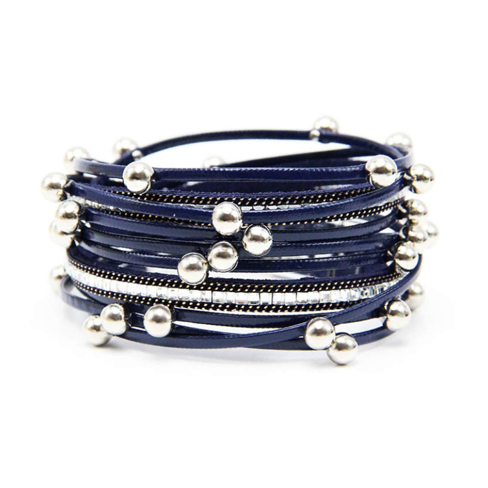 Stylish Beaded Leather Wrap Bracelet for Women & Girls - Adjustable Multilayer Wristband with Magnetic Clasp | Boho Chic Jewelry for Everyday Wear, Parties & Gifts