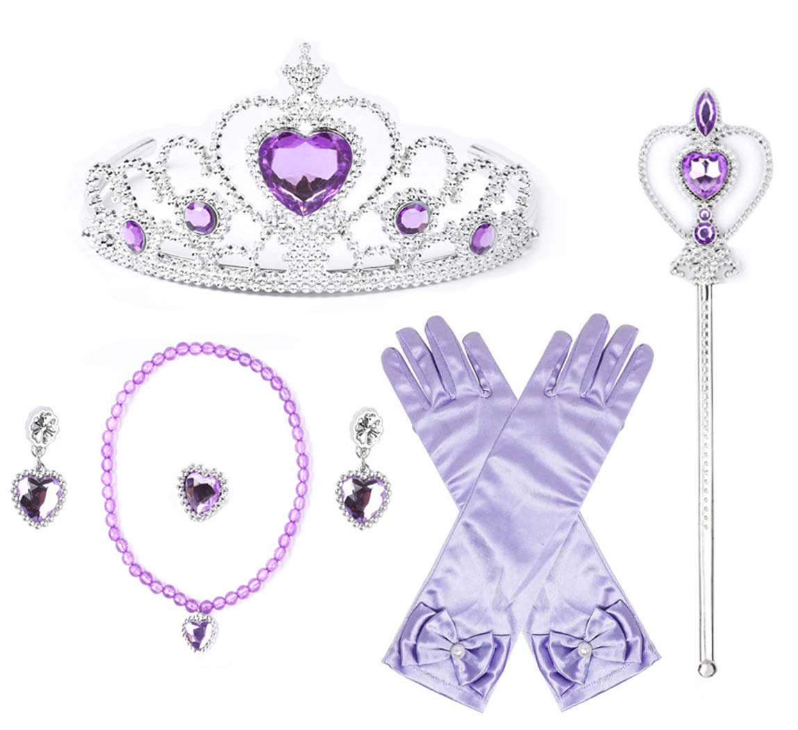 JerrisApparel Princess Dress Up Accessories Gift Set for Girls - Crown, Tiara, Wand & Jewelry - Perfect for Birthday Parties, Halloween Costumes & Pretend Play