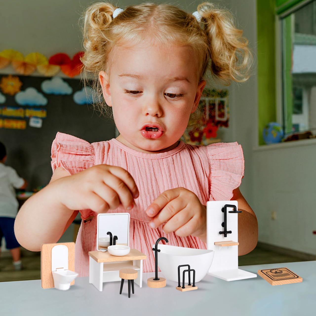 Dollhouse Miniature Bathroom Set - Mini Shower, Bathtub, Toilet & Sink Accessories for 1:12 Scale Dollhouse Decor | Perfect for DIY Dollhouse Projects, Kids Play & Miniature Collectors
