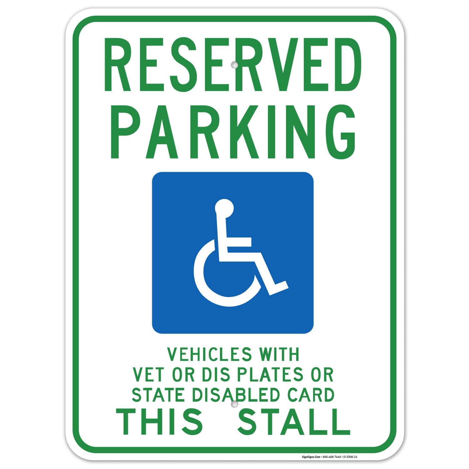 Wisconsin Handicap Parking Sign - 18x24 Inches, Rust-Free .063 Aluminum, Fade-Resistant for Longevity | Easy Mounting for Indoor & Outdoor Use | Compliant with Vet Dis Plates & State Disabled Cards | Made in USA | Perfect for Parking Lots, Hospitals & Accessible Facilities