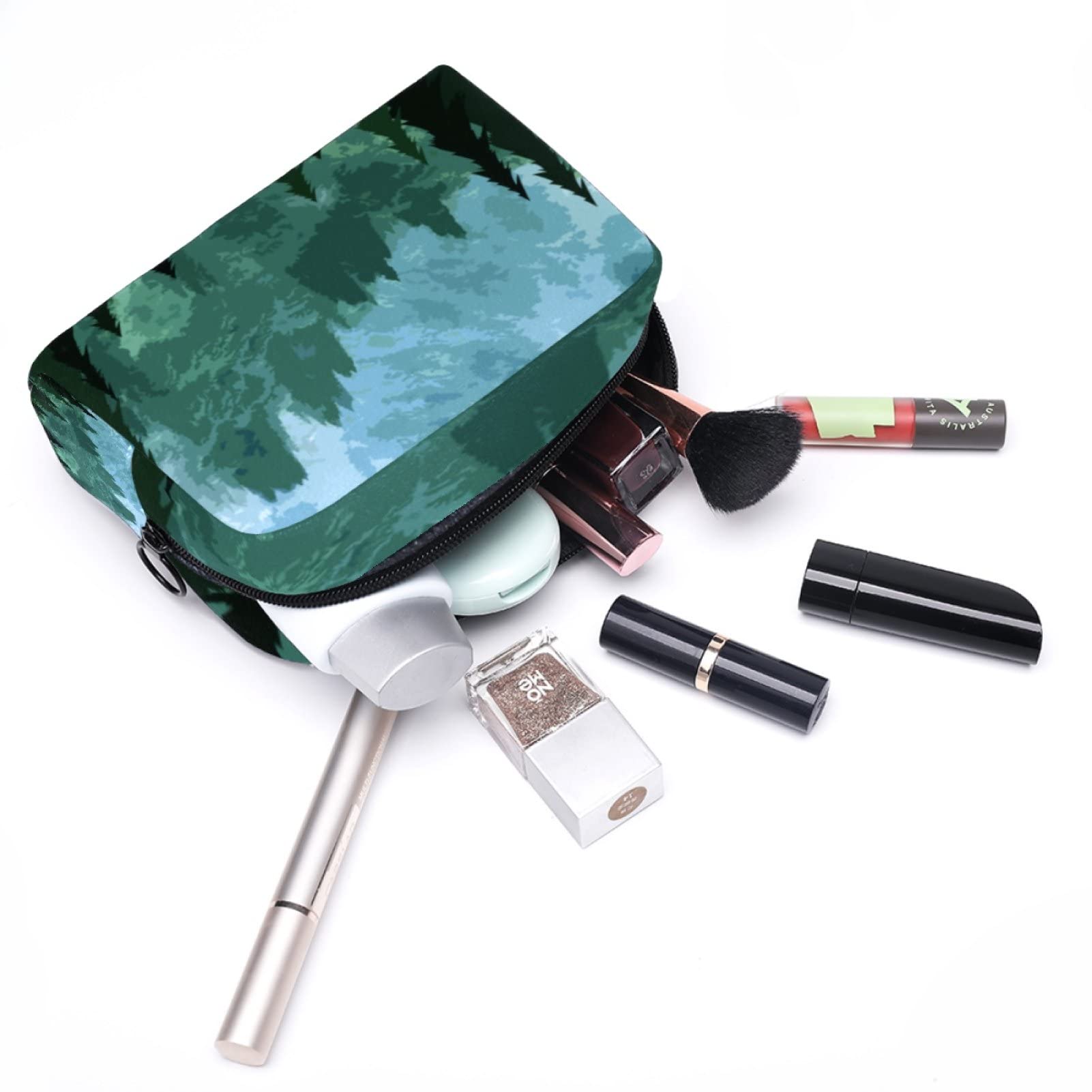 Small Camouflage Print Cosmetic Makeup Bag for Women - Travel Toiletry Organizer with Zipper Pouch | Portable Cute Accessories Case for Makeup Brushes, Lipsticks & Travel Essentials