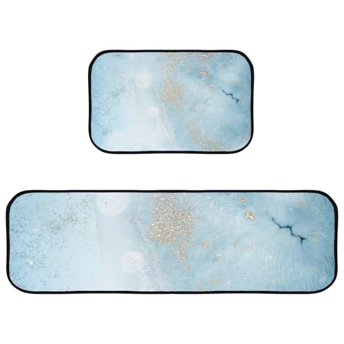 Liquid Marble Painting Gold Blue Sky