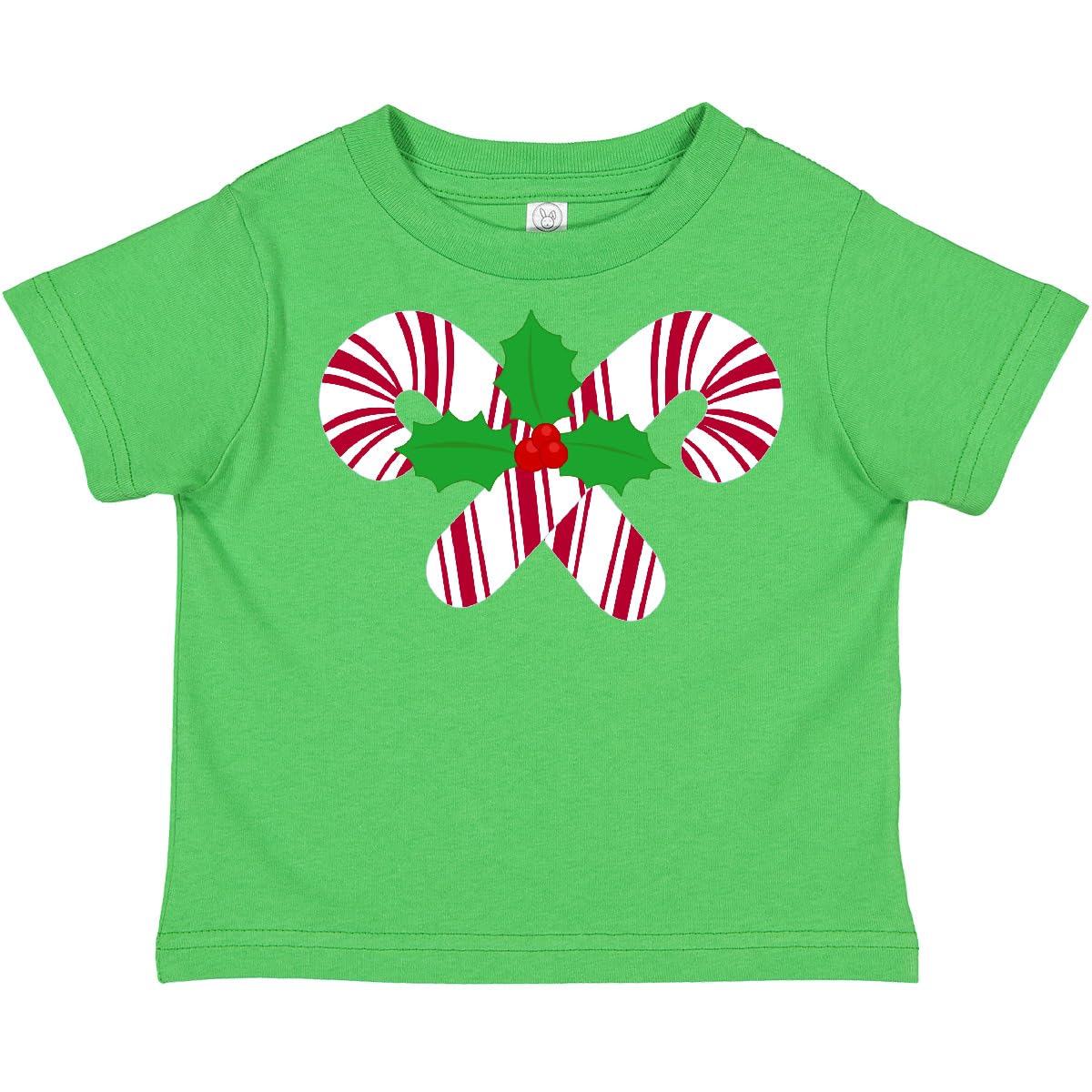 Inktastic Candy Canes and Holly Christmas Toddler T-Shirt - Festive Holiday Outfit for Kids, Baby & Toddler Boys Girls - Perfect for Christmas Parties, Family Photos & Holiday Celebrations