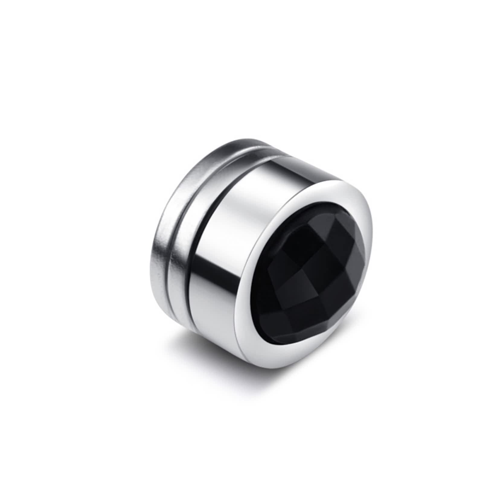 Hoisy Silver Cubic Zirconia Stud Earrings for Men & Women - Round Zircon Magnetic Clip-On Earrings, Hypoallergenic Stainless Steel - Perfect for Parties, Weddings & Everyday Wear