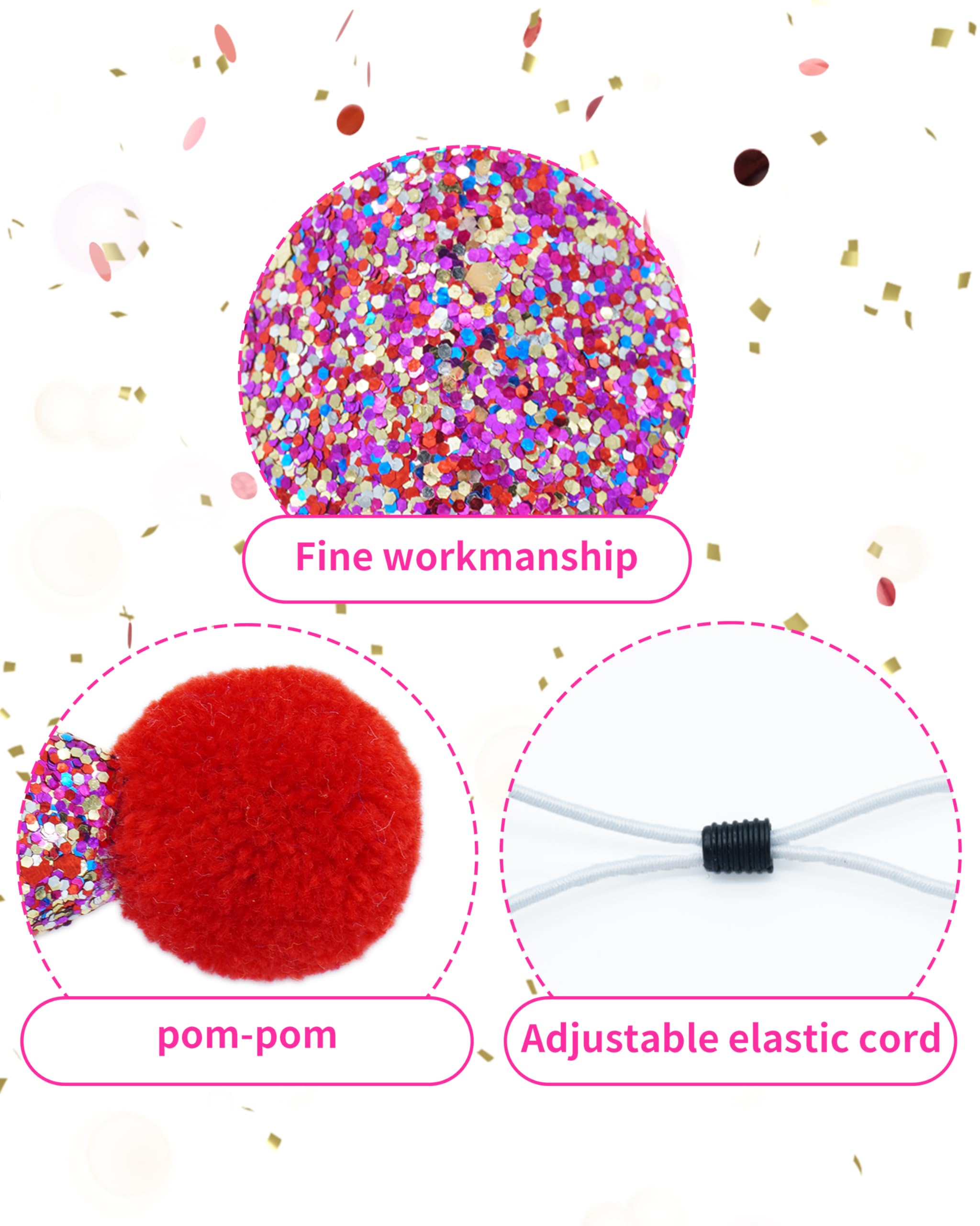 10 Pack Mini Small Dog Hats with Sequins - Adjustable Puppy Birthday Party Hats for Cats & Kittens - Pet Grooming Costume Accessories for Holidays, Halloween & Christmas Dress Up