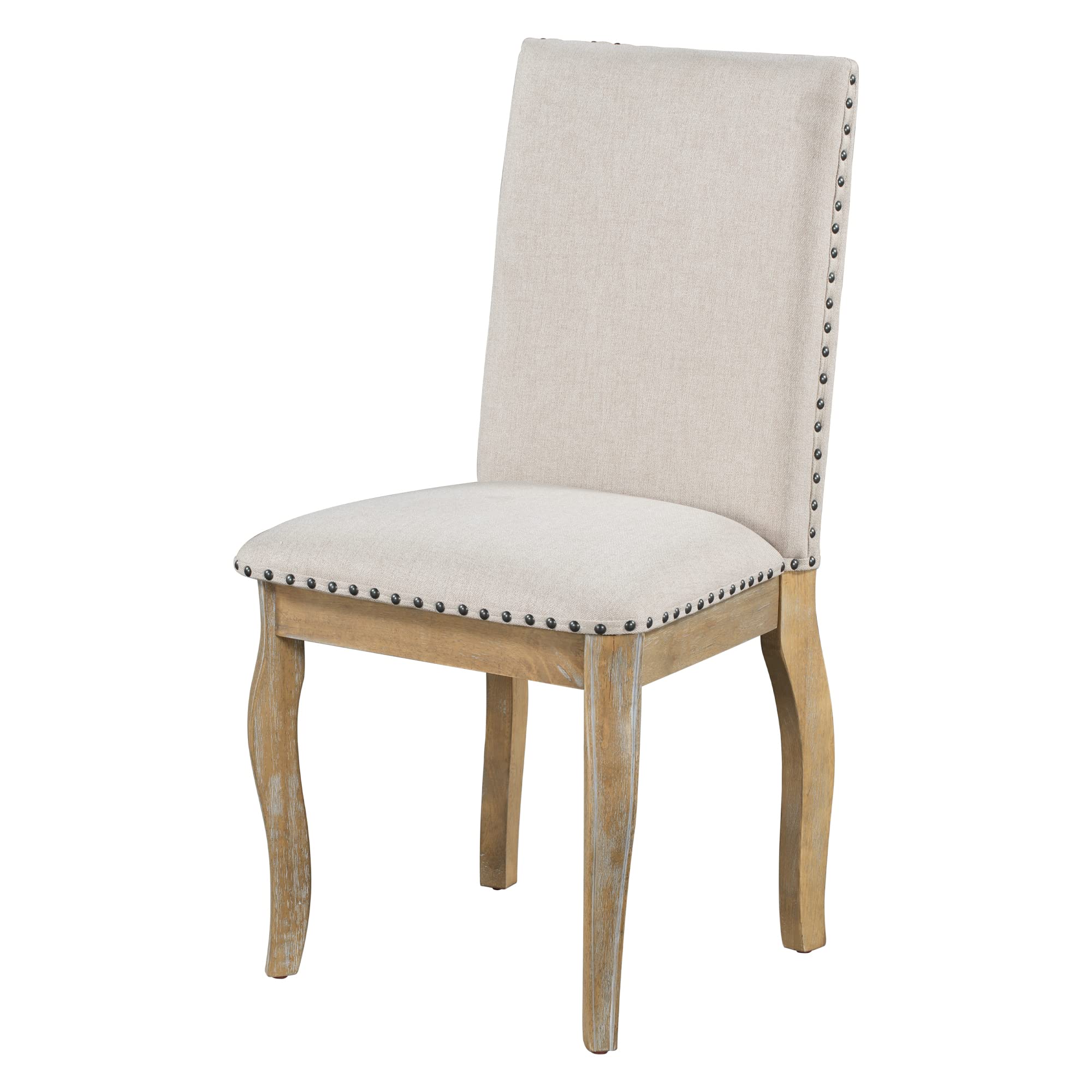 4-Piece Wooden Upholstered Dining Chair Set with Nailhead Trim - Modern Fabric Kitchen Chairs for Dining Room, Breakfast Nook & Entertaining