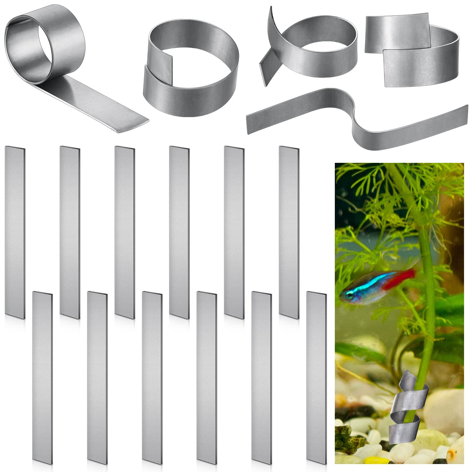 15 Pcs Heavy Duty Aquarium Plant Weights - 5 Inch Metal Strips (250g) for Secure Anchoring in Fish Tanks | Prevents Floating Plants | Perfect for Freshwater & Saltwater Aquariums, Aquatic Plant Arrangement & Aquascaping
