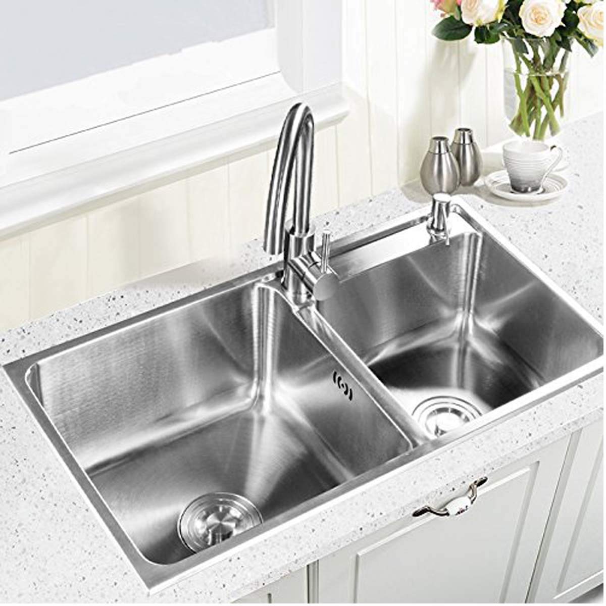 Premium 30-inch Stainless Steel Kitchen Sink - Double Bowl Undermount/Topmount Bar Sink for Workstations | Durable & Rust-Resistant | Ideal for Home Kitchens, Bars, Restaurants & Commercial Use