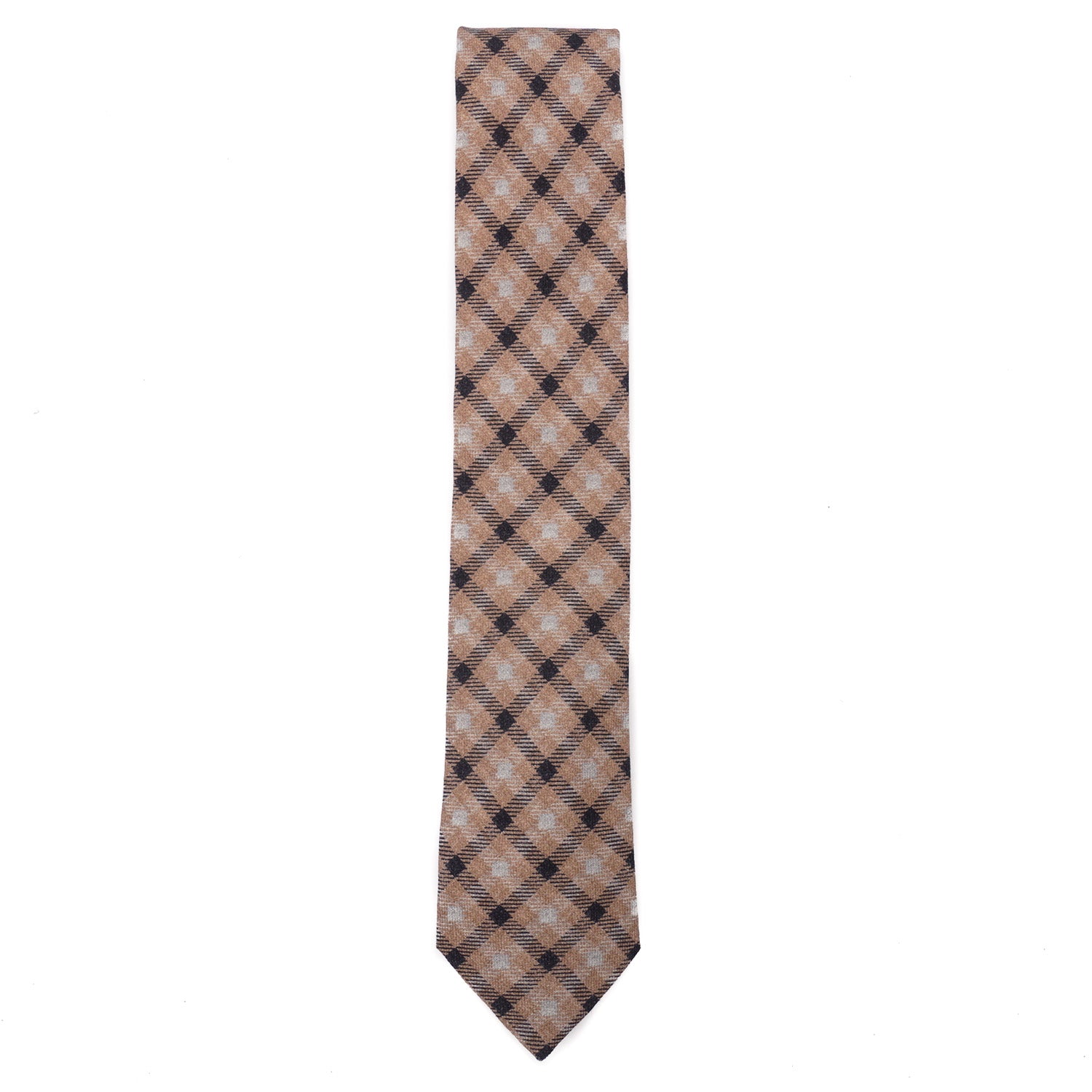 Isaia Soft Wool Check Print Tie for Men - Elegant Necktie for Business, Weddings & Formal Occasions