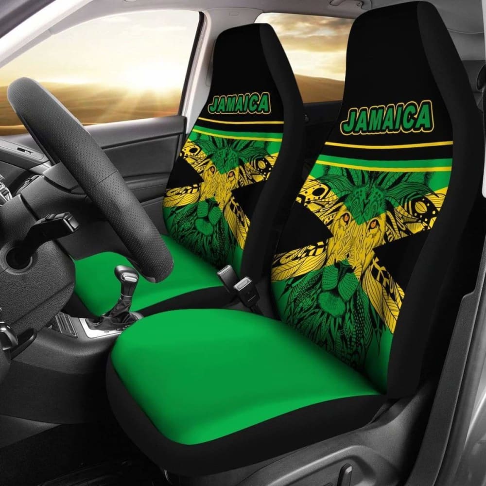 Premium Africa Zone Car Seat Covers - Jamaica Lion King Design - Durable & Stylish Car Accessories for SUVs, Trucks & Sedans - Perfect for Road Trips, Daily Commutes & Adventure Travel
