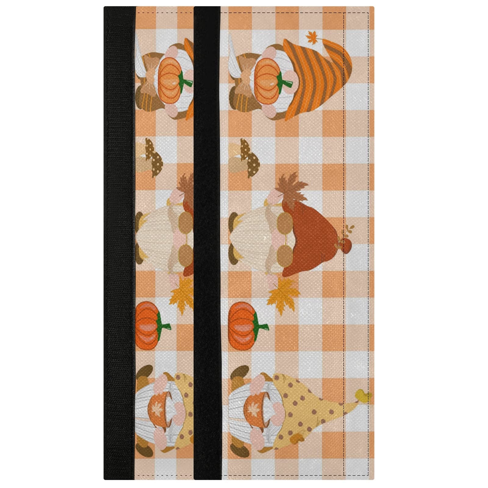 Fall Gnome Pumpkin Thanksgiving Refrigerator Door Handle Covers - Set of 2 Orange & White Buffalo Plaid Kitchen Decor for Fridge, Oven, Dishwasher - Perfect for Autumn Home Decor & Holiday Kitchen Protection