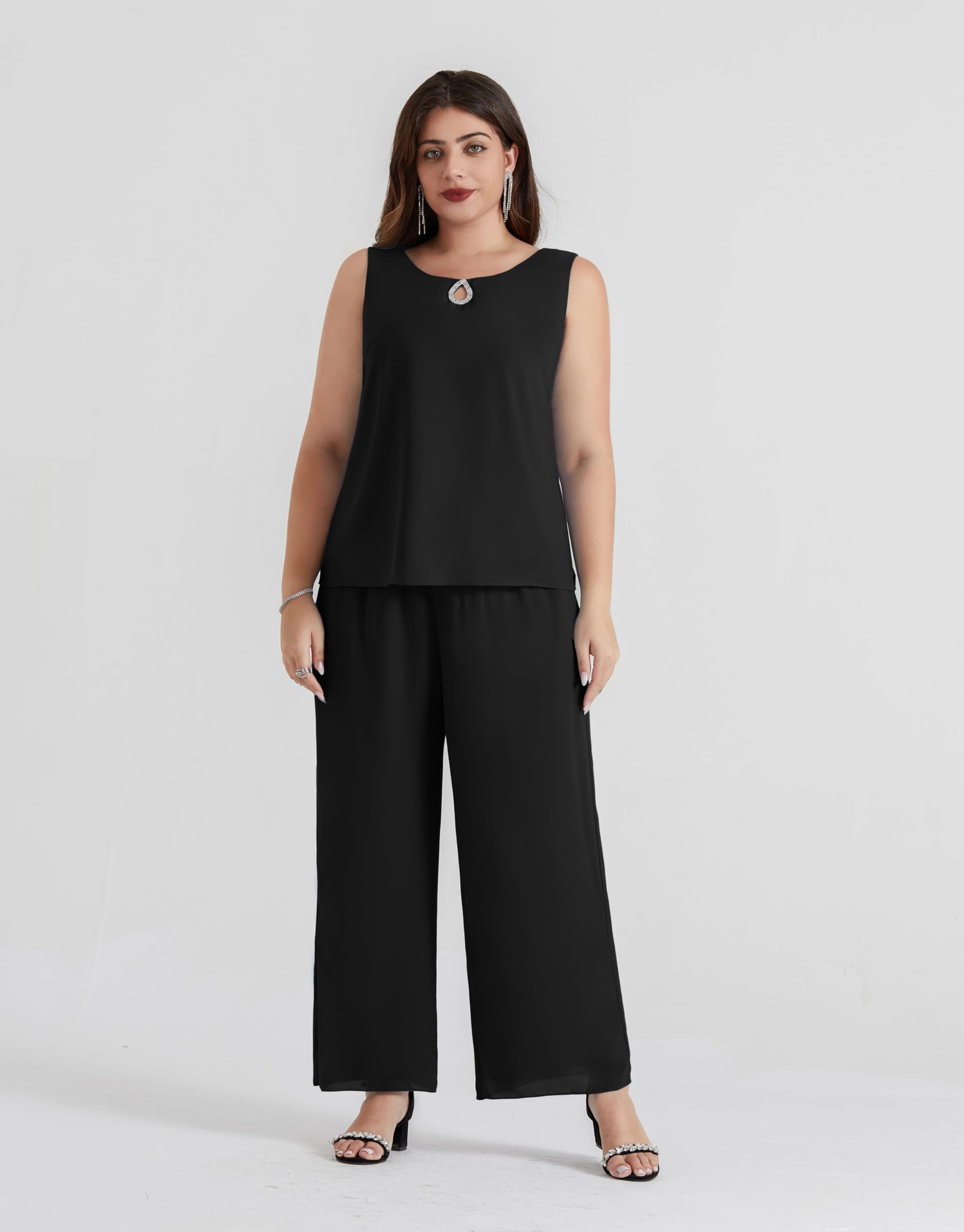 Hanna Nikole Plus Size 3-Piece Pantsuit for Women - Elegant Mother of the Bride Outfit & Wedding Guest Attire | Perfect for Formal Events, Church Ceremonies & Special Occasions