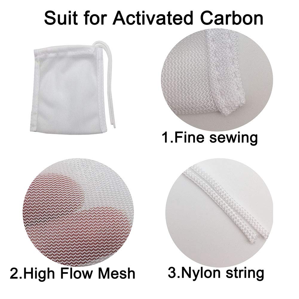 6 Pack Small Filter Bags for Activated Carbon - 3x4 Inches High Flow Aquarium Mesh Media Bags | Fish Tank, Pond, Hydroponics & Water Filtration System Accessories