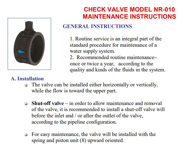 Amiad ARI Regev NR 010 Plastic Wafer Check Valve (PN10) - High Performance Backflow Preventer for Water Treatment, Irrigation & Industrial Systems