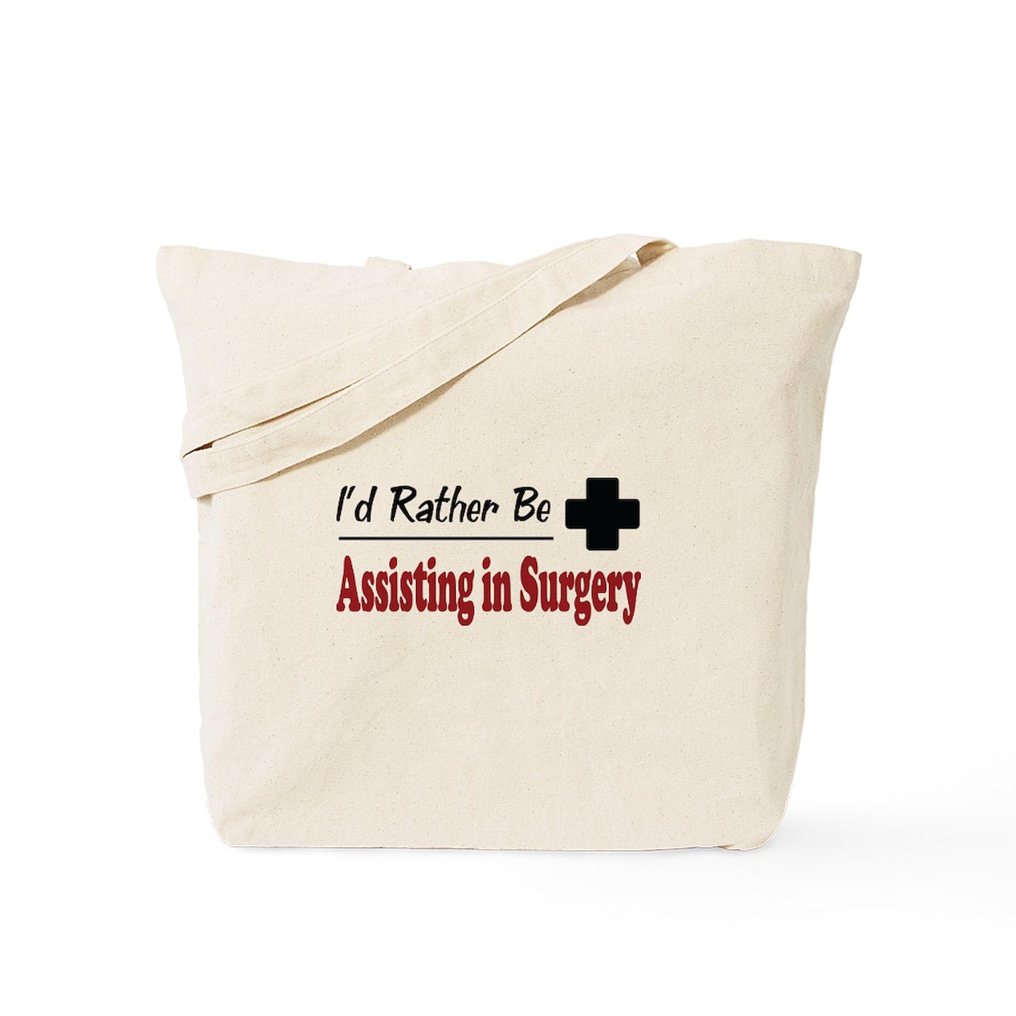 Rather Be Assisting In Surgery Tote Bag - Natural Canvas Reusable Shopping Bag for Nurses, Medical Students & Healthcare Professionals - Perfect for Work, Groceries & Everyday Use