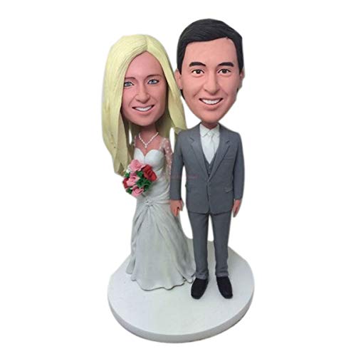 Custom Wedding Cake Topper - Personalized Bobblehead Clay Figurine from Your Photo - Unique Wedding Gift & Anniversary Decoration for Couples - Perfect for Weddings, Anniversaries, and Special Celebrations