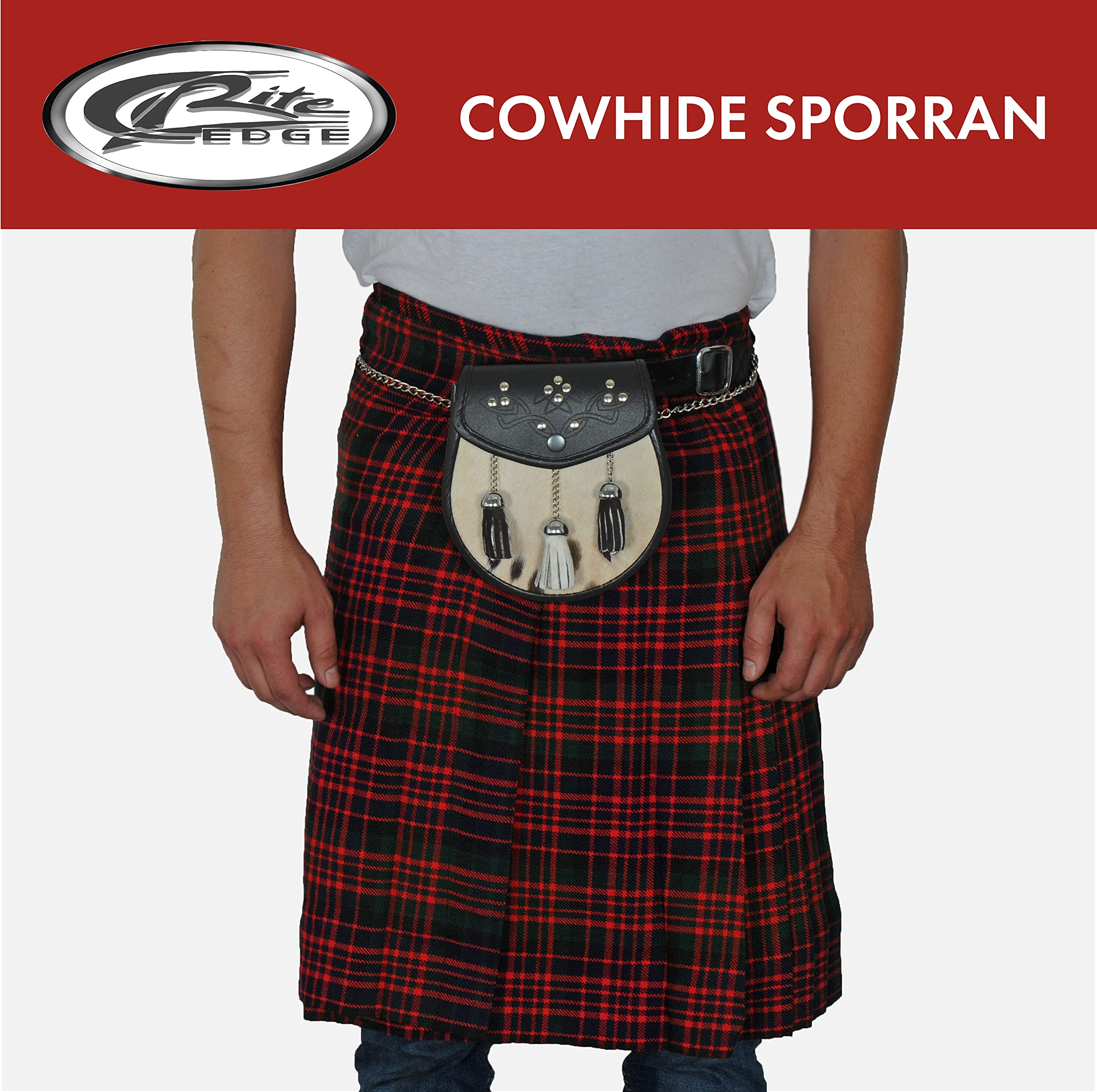 Authentic Cowhide Sporran with Tassels | Premium Leather Pouch for Men | Perfect for Scottish Kilts, Renaissance Fairs & Highland Dress Accessories