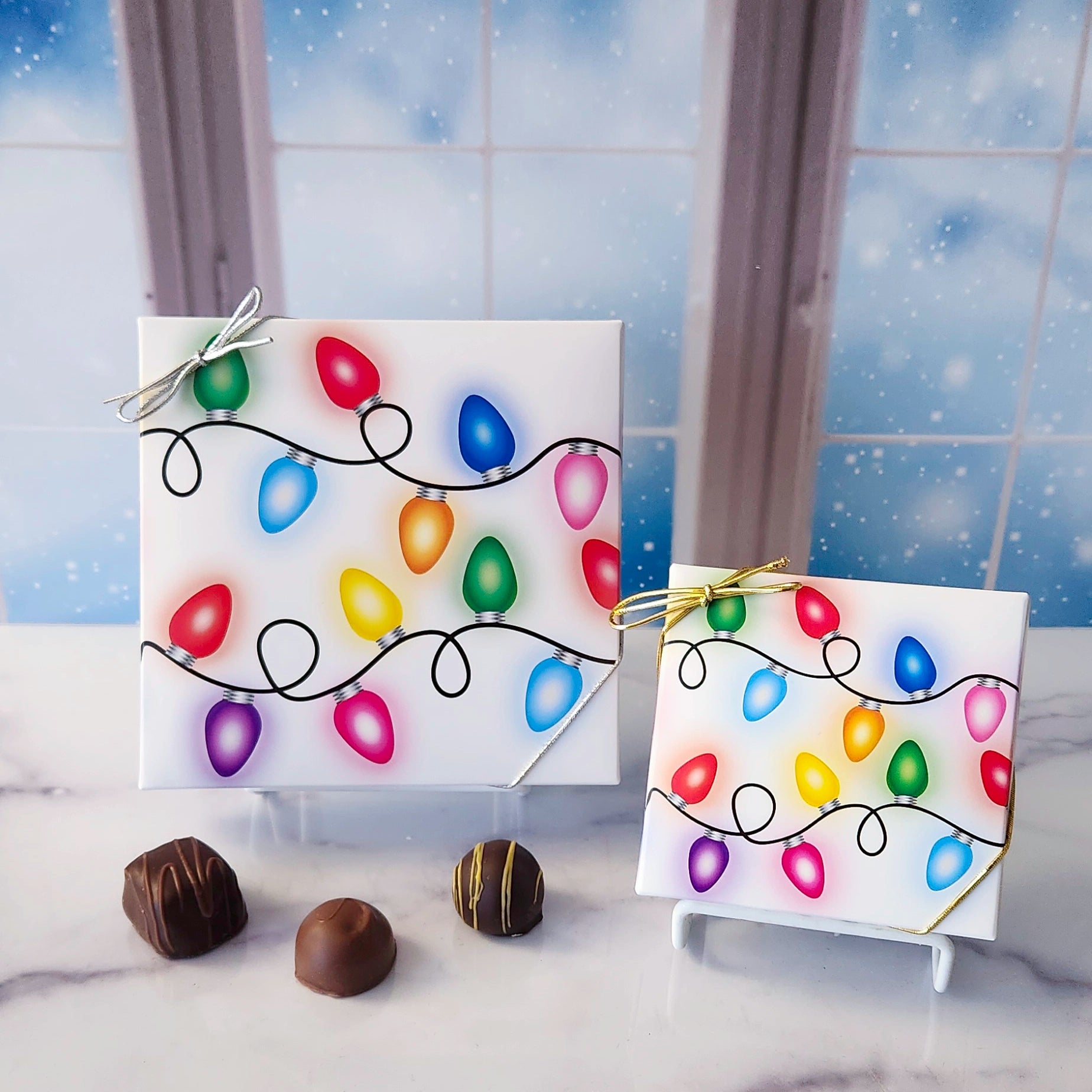 Merry and Bright Holiday Lights Themed Gift Box - Popular Assortment of Festive Decorations for Christmas Tree, Home & Party Decor