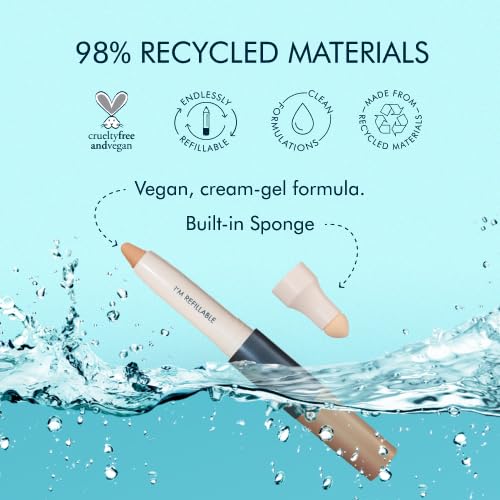 Trestique Refillable Concealer Crayon with Built-In Blending Sponge | Clean & Sustainable Under Eye Concealer Makeup | Perfect for Travel & Everyday Touch-Ups