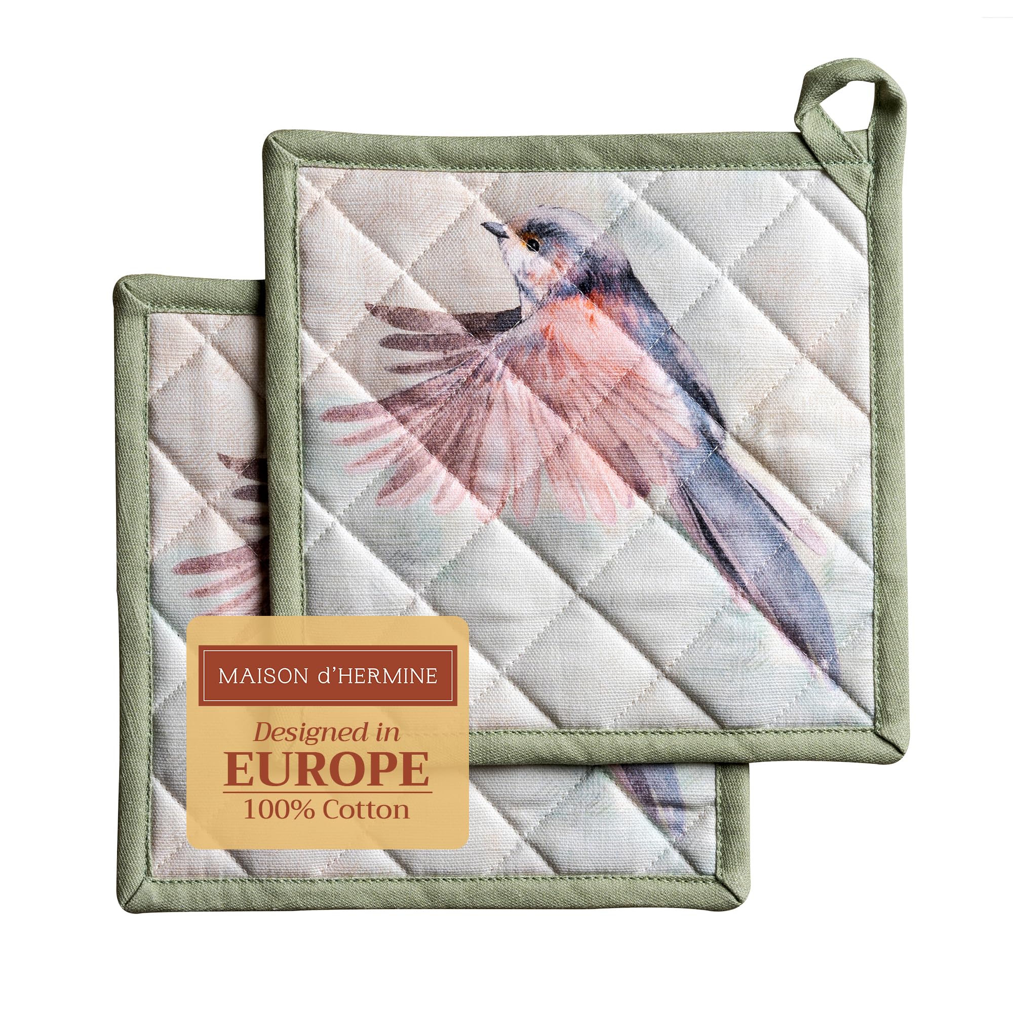 Premium 100% Cotton Pot Holders Set of 2 - 8