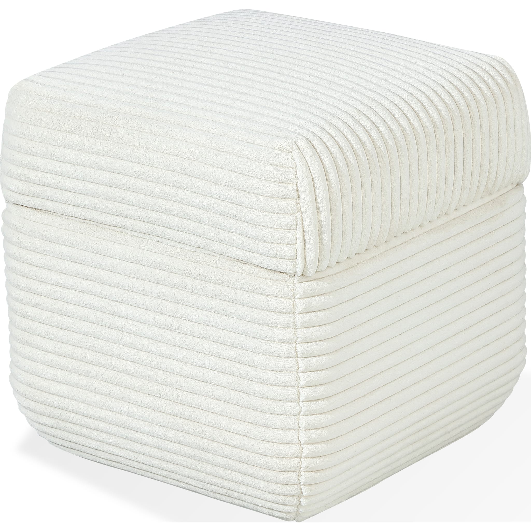 Wisteria Upholstered Storage Ottoman in Frosty Corduroy - Stylish Footrest & Hidden Storage for Living Room, Bedroom or Nursery
