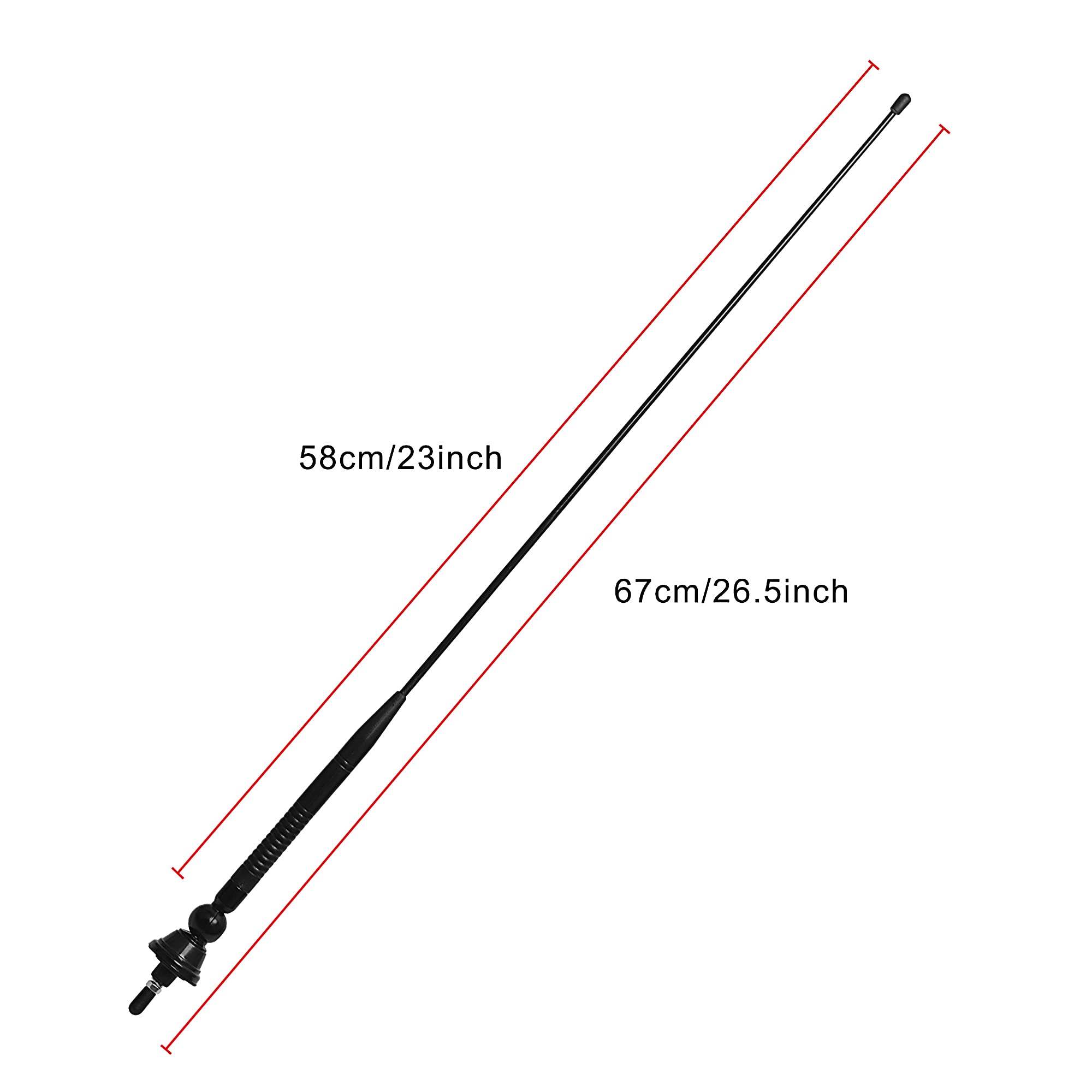 ASOOLL 26.5 Inch Black Marine Boat Antenna - FM/AM Radio Aerial for Car, ATV, UTV, Yacht, Tractor & RV - Perfect for Marine Communication, Off-Road Adventures & Road Trips