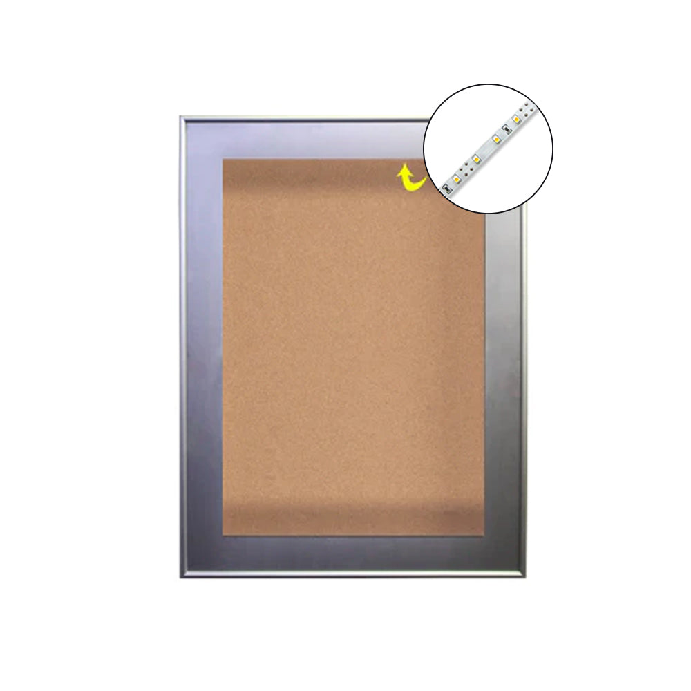 20x24 Inch SwingFrame Designer Metal Framed Lighted Cork Board Display Case - 1 Inch Deep for Office, Home, or Classroom Bulletin Board Organization