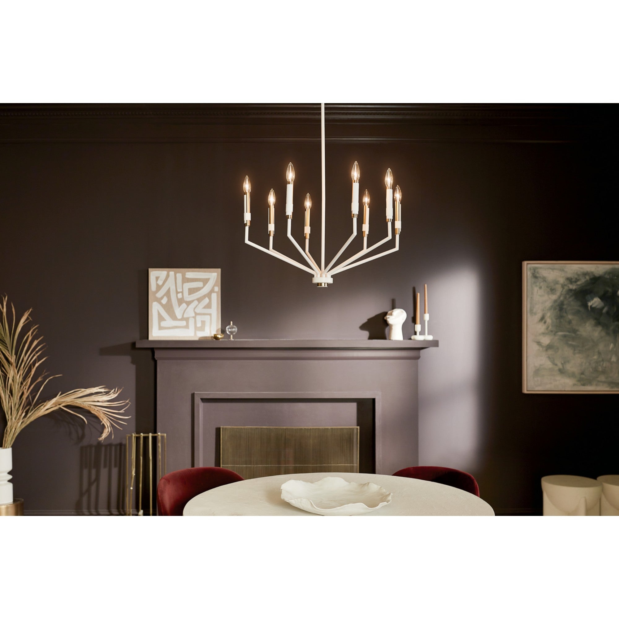 Armand 26 Inch 8-Light Modern Chandelier in White Finish - Perfect for Dining Room, Bedroom, or Living Room Ceiling Lighting