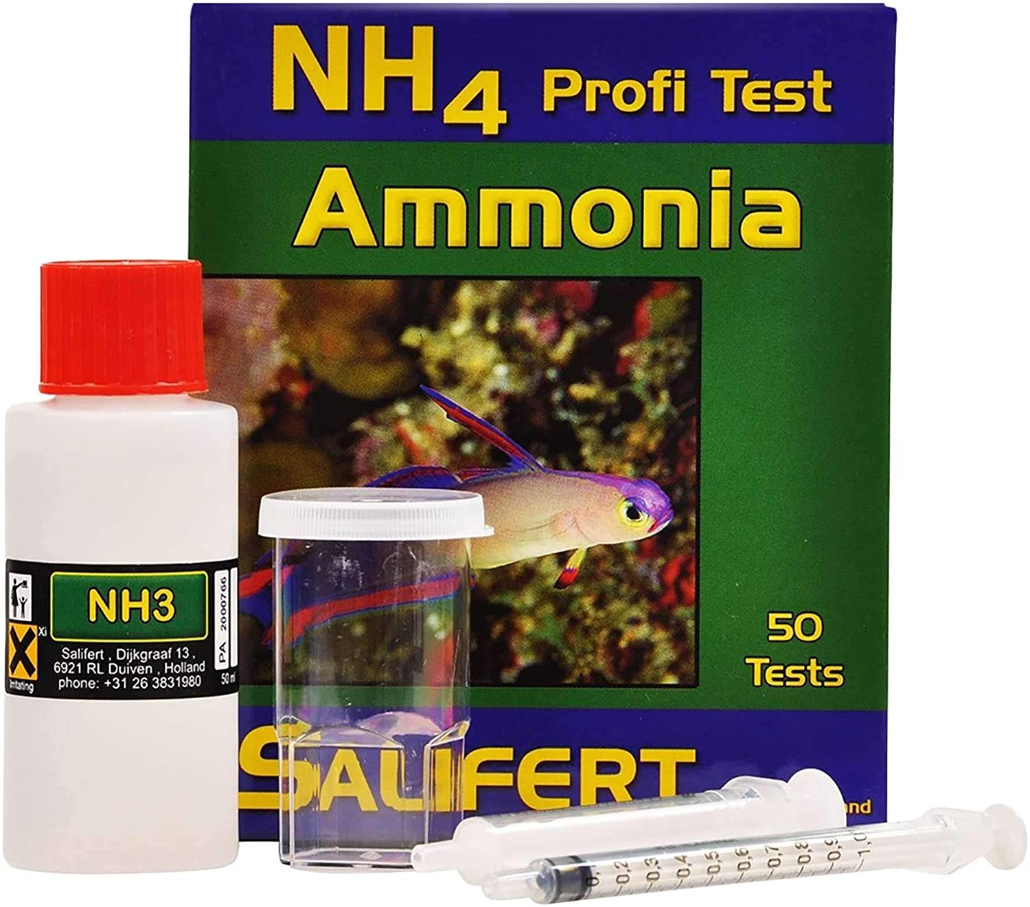 Salifert Ammonia Saltwater Test Kit - Accurate Marine Aquarium Water Testing for Fish Tanks & Reef Tanks | Monitor Ammonia Levels for Healthy Fish & Coral