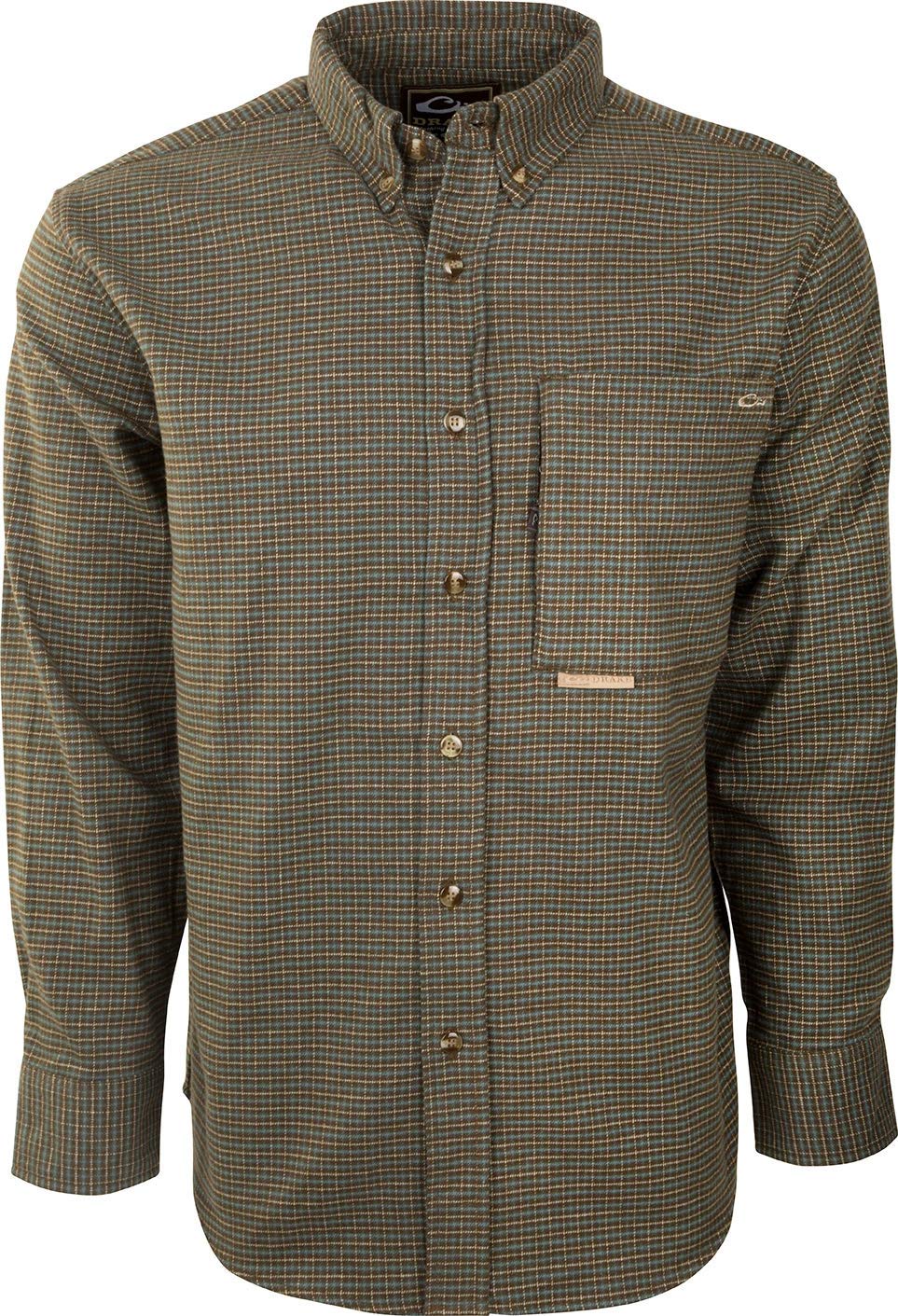 Drake Waterfowl Men's Autumn Brushed Twill Shirt - Comfortable Hunting & Outdoor Flannel Shirt for Fall Season | Ideal for Hunting, Camping & Casual Wear