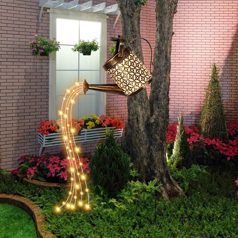 Solar Watering Can Fairy Lights - Garden Art LED Decor for Outdoor & Shower