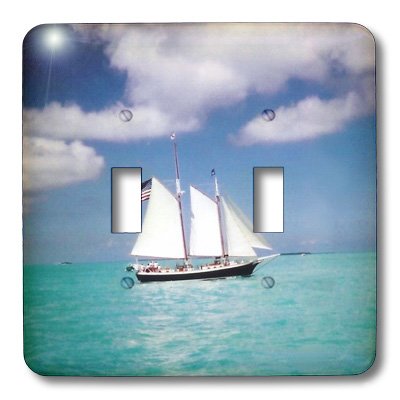 3dRose Serene Sailboat on Beautiful Ocean Double Toggle Switch - Wall Plate Cover for Home, Office & Boat Decor