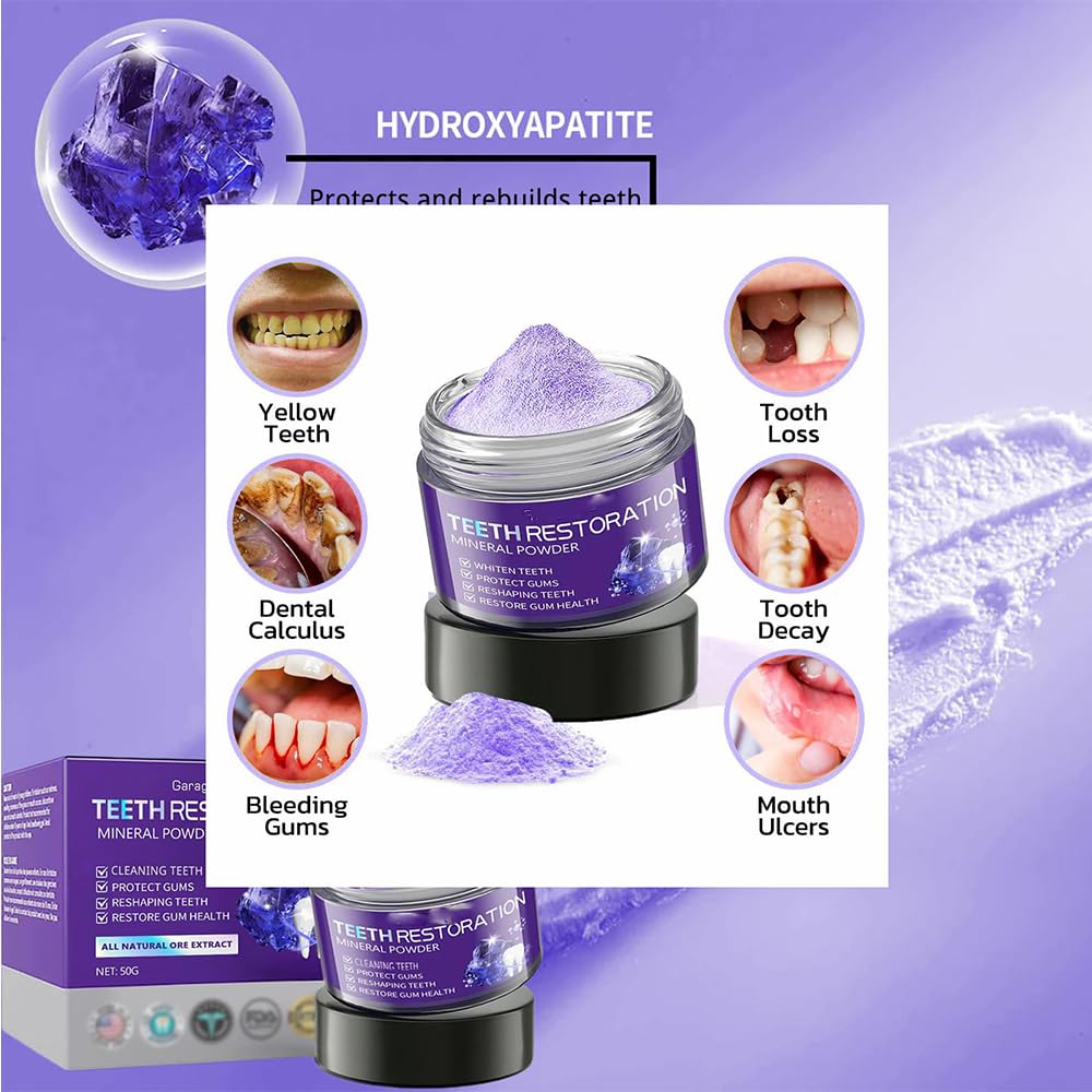 Organic Teeth Mineral Restoration Powder - Natural Whitening & Strengthening Tooth Powder for Sensitive Teeth & Enamel Repair - Ideal for Daily Oral Care & Fresh Breath (1PC)