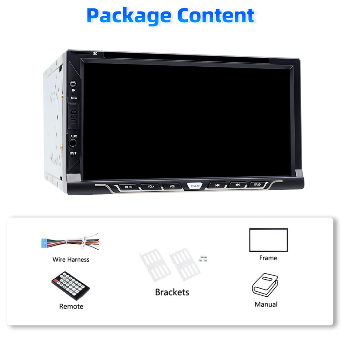 BOOMBOOST 7-inch Double Din Car Stereo with CD/DVD Player - Wireless CarPlay & Android Auto, Bluetooth, AM/FM, Mirror Link, USB/TF/AUX Input - Perfect for Road Trips, Commuting & In-Car Entertainment