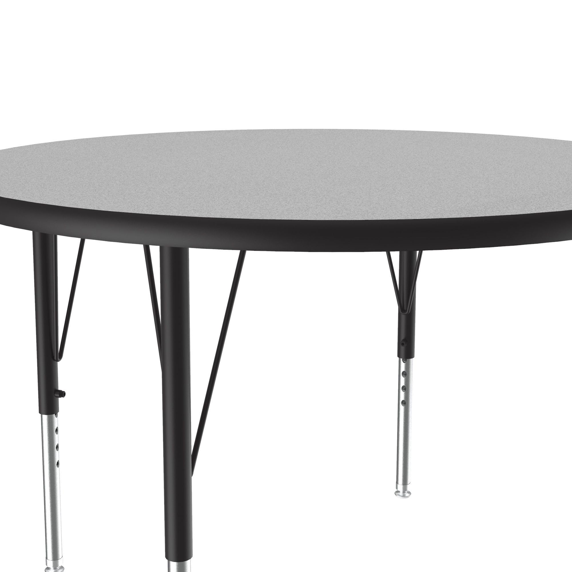 Correll 36 Inch Round Adjustable Height School Table (19-29 Inches) - Durable Gray Granite Thermal Fused Laminate - Made in USA - Perfect for Classrooms, Daycares & Learning Centers