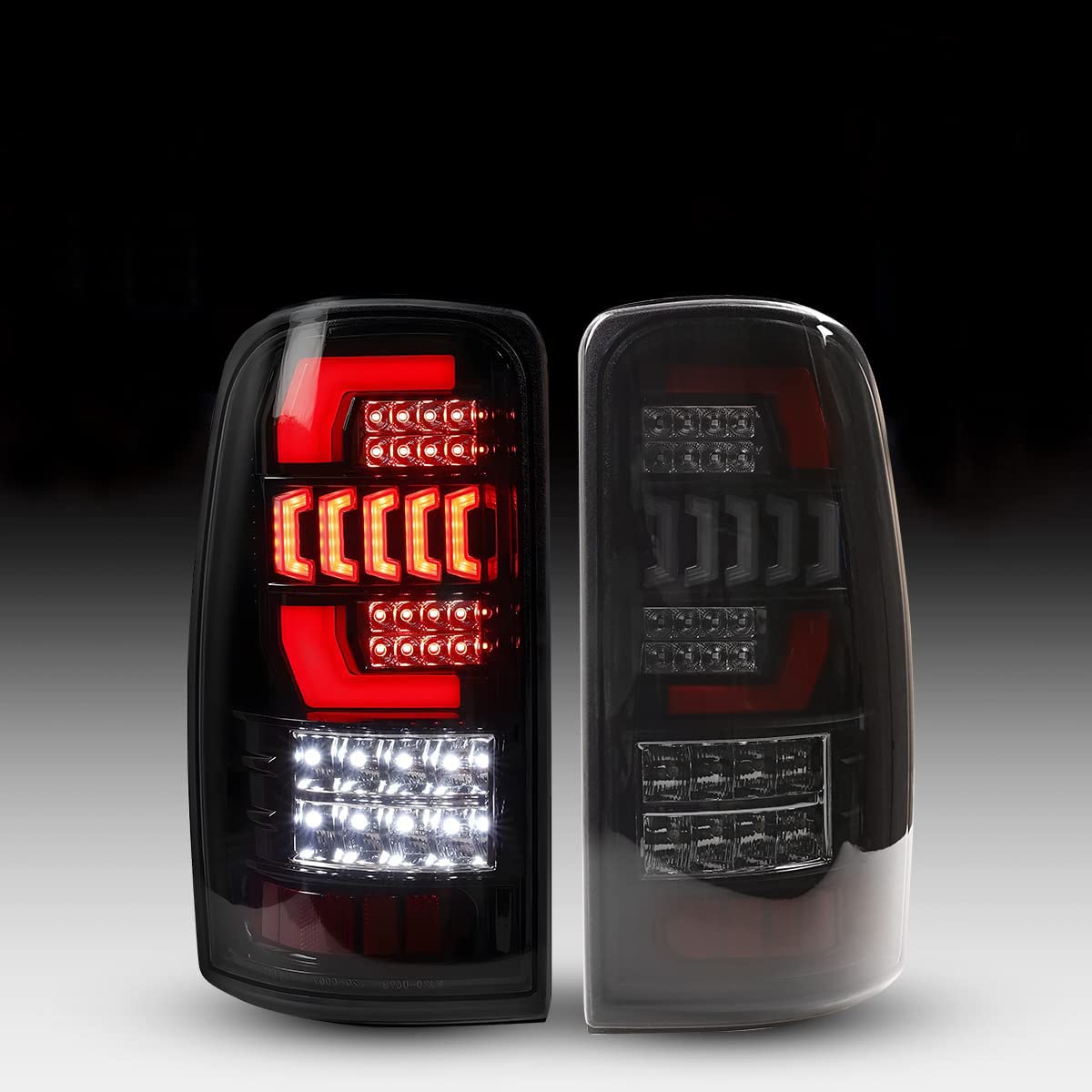 Nixon Offroad LED Tail Lights for 2000-2006 Chevy Suburban 1500/2500, Tahoe & GMC Yukon - Matte Black Housing with Smoke Lens - Direct Replacement Rear Lamp Assembly (1 Pair) - Perfect for Off-Roading, Night Driving & Vehicle Customization