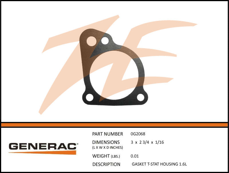 Generac 0G2068 Thermostat Housing Gasket Replacement for 1.6L Engines - Durable OEM Compatible Seal for Generac Generators - Perfect for Home Backup Power & RV Use