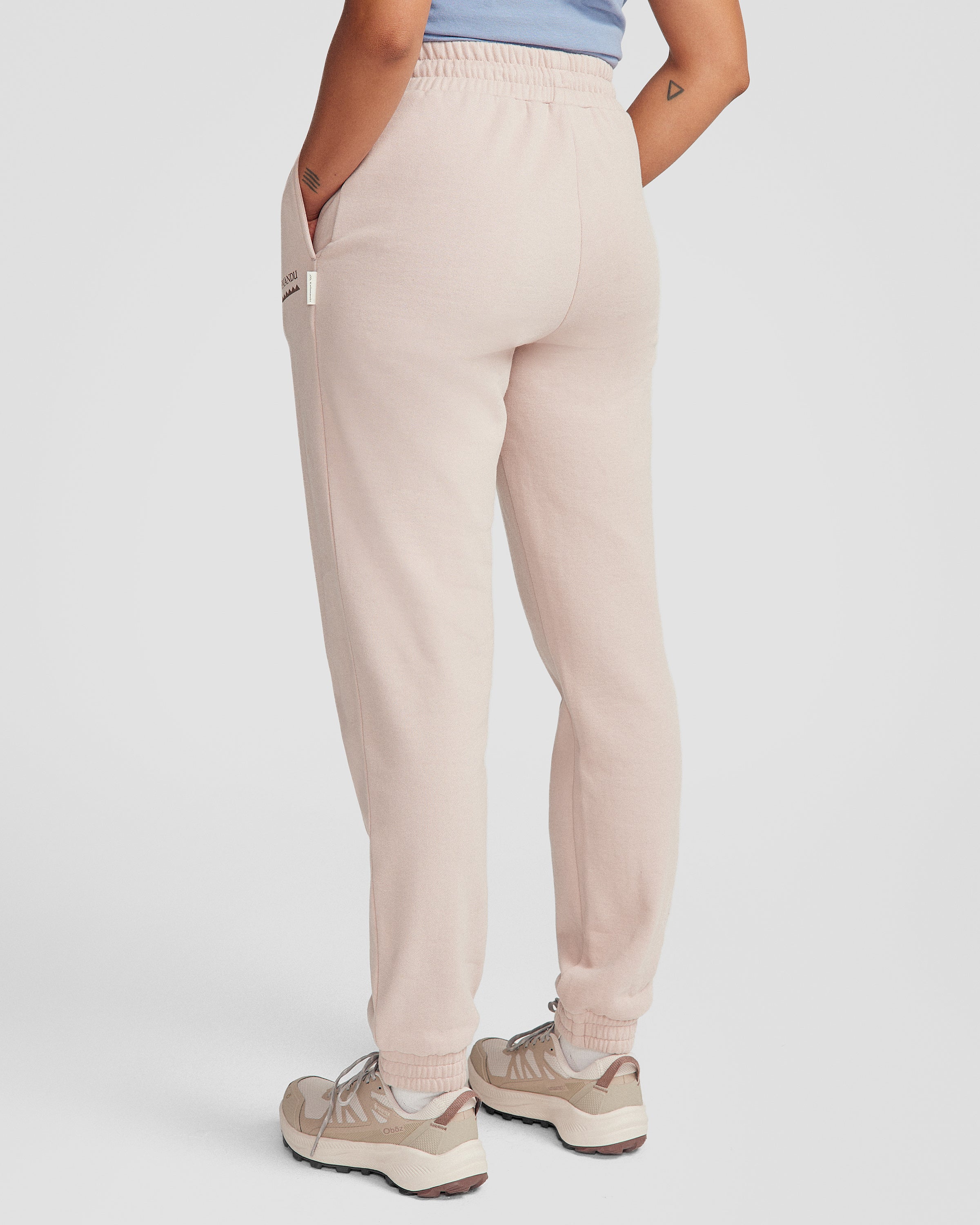 Women's Heritage Logo Slouchy Brushed Joggers - Light Taupe Comfortable Lounge Pants for Yoga, Running & Casual Wear