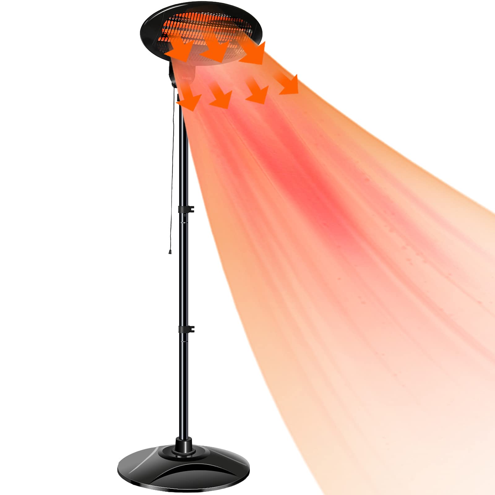 1500W Outdoor Electric Patio Heater with Infrared Technology - 3 Adjustable Heat Settings, Tip-Over Protection, Height & Angle Adjustment - Perfect for Backyard, Deck, Garden & Outdoor Dining Areas