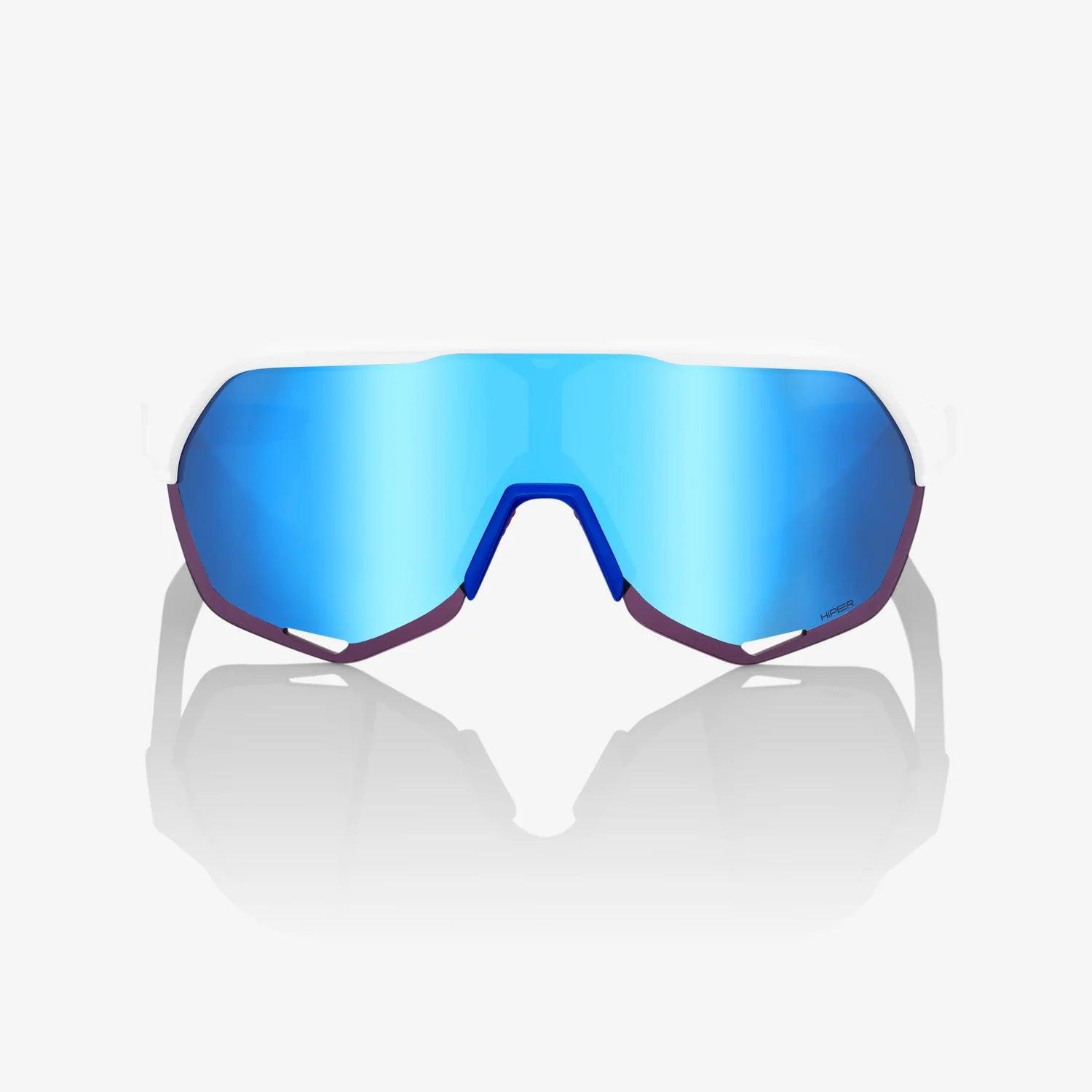 100% Polarized Sunglasses S2 TotalEnergies Team - Matte White Frame with Metallic Blue HiPER Blue Multilayer Mirror Lens - UV Protection for Driving, Cycling & Outdoor Sports