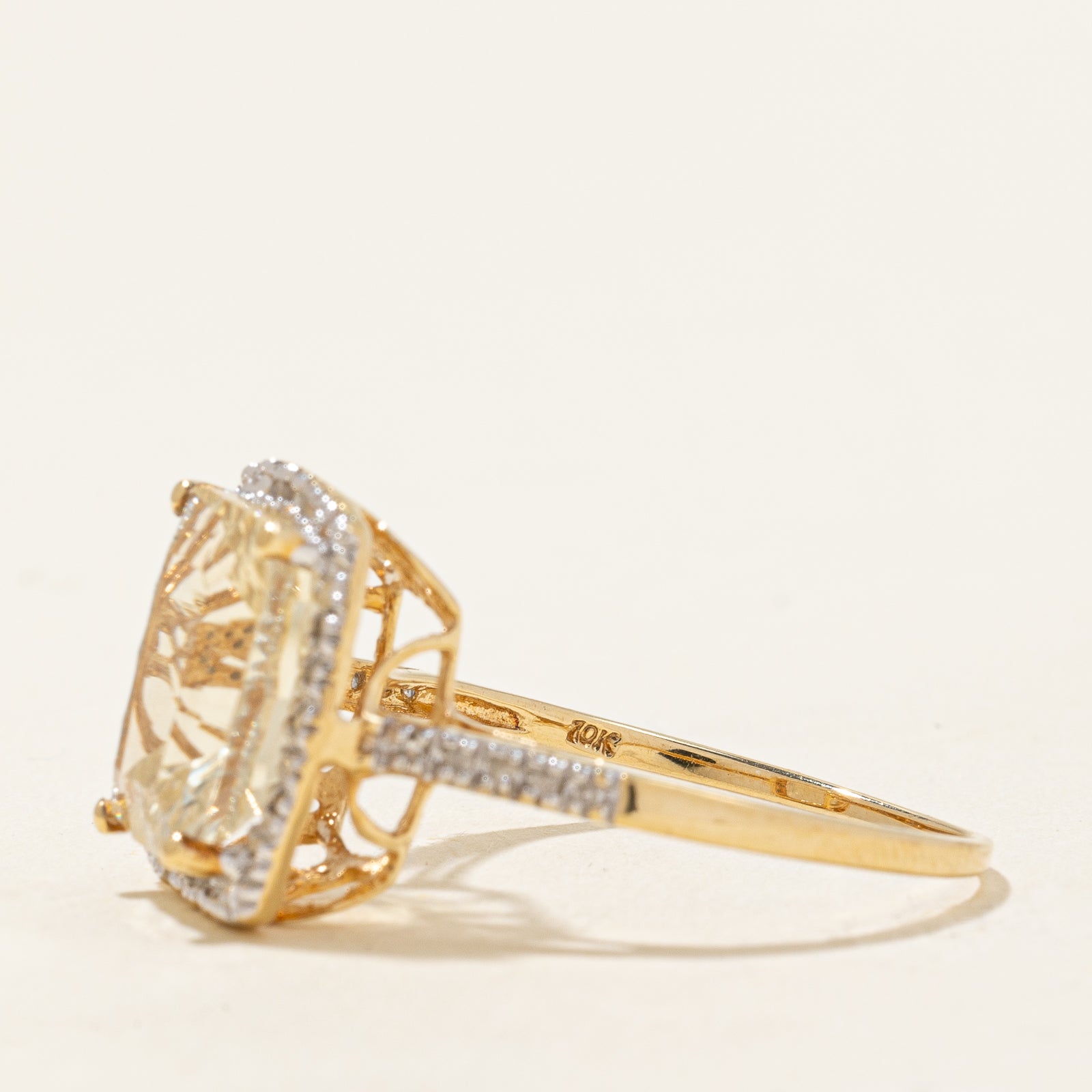 4.50ct Yellow Feldspar & 0.09ct Diamond Cocktail Ring - Size 8.75 | Elegant Statement Jewelry for Parties, Weddings & Special Occasions
