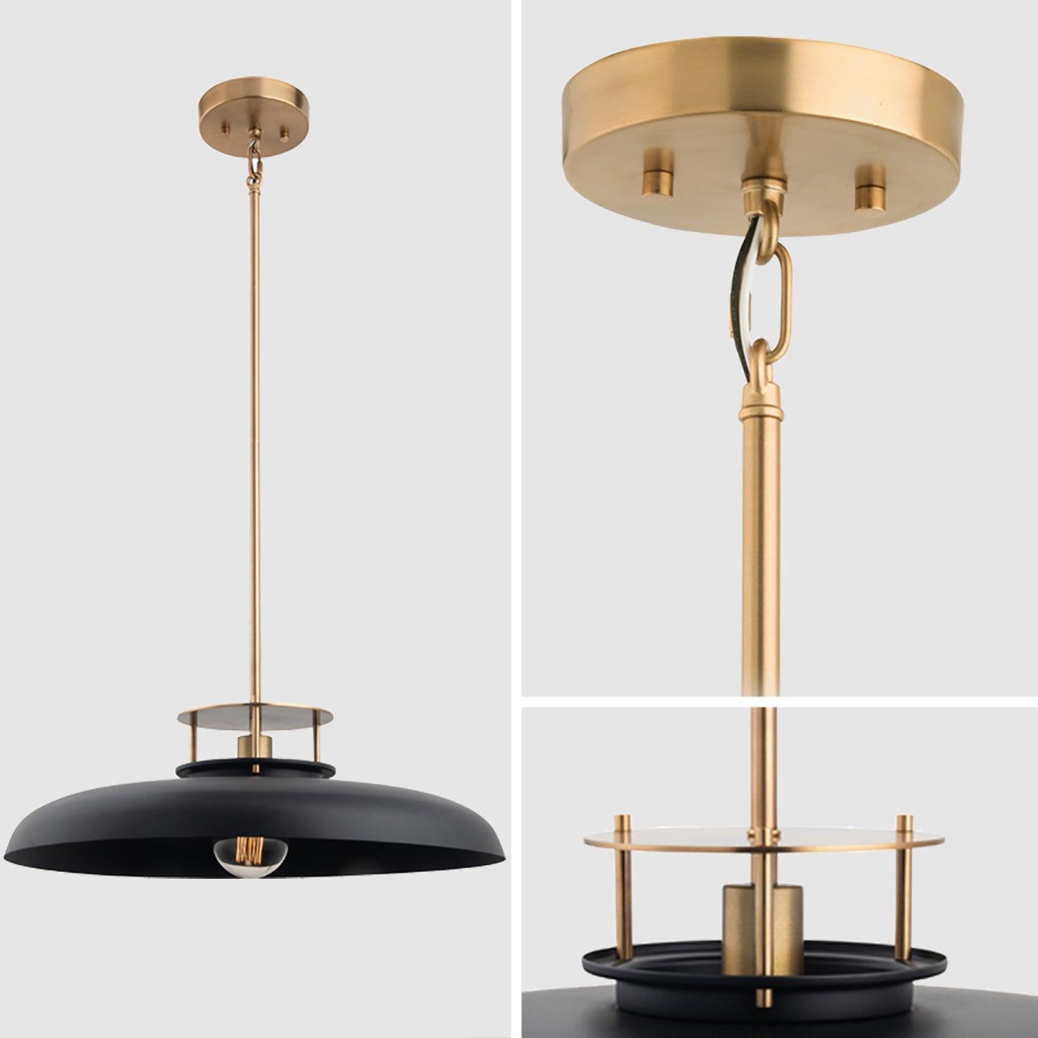 Modern Gold & Black Pendant Light - Beacon 1 Light Fixture for Dining Room, Kitchen Island, or Living Room Decor
