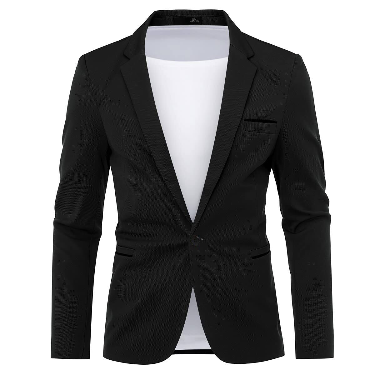 Men's Slim Fit Suit Jacket - Business Blazer Coat for Work & Daily Wear - Black | Perfect for Office, Meetings & Formal Events