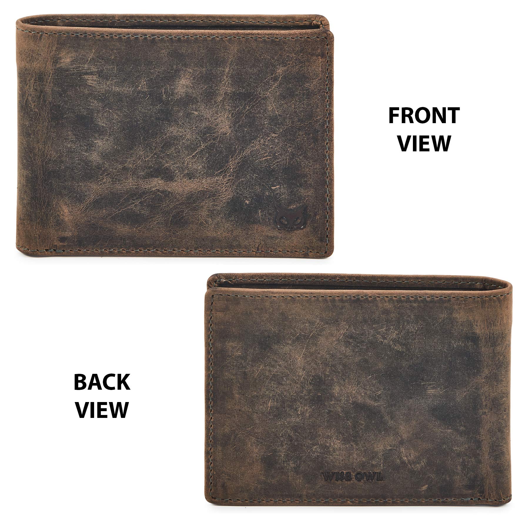 Genuine Leather Men's RFID Blocking Bifold Wallet - Slim Minimalist Front Pocket Design with ID Window | Thin & Stylish Gift Box (Crazy Horse, Moss) - Perfect for Everyday Carry, Travel & Business Use