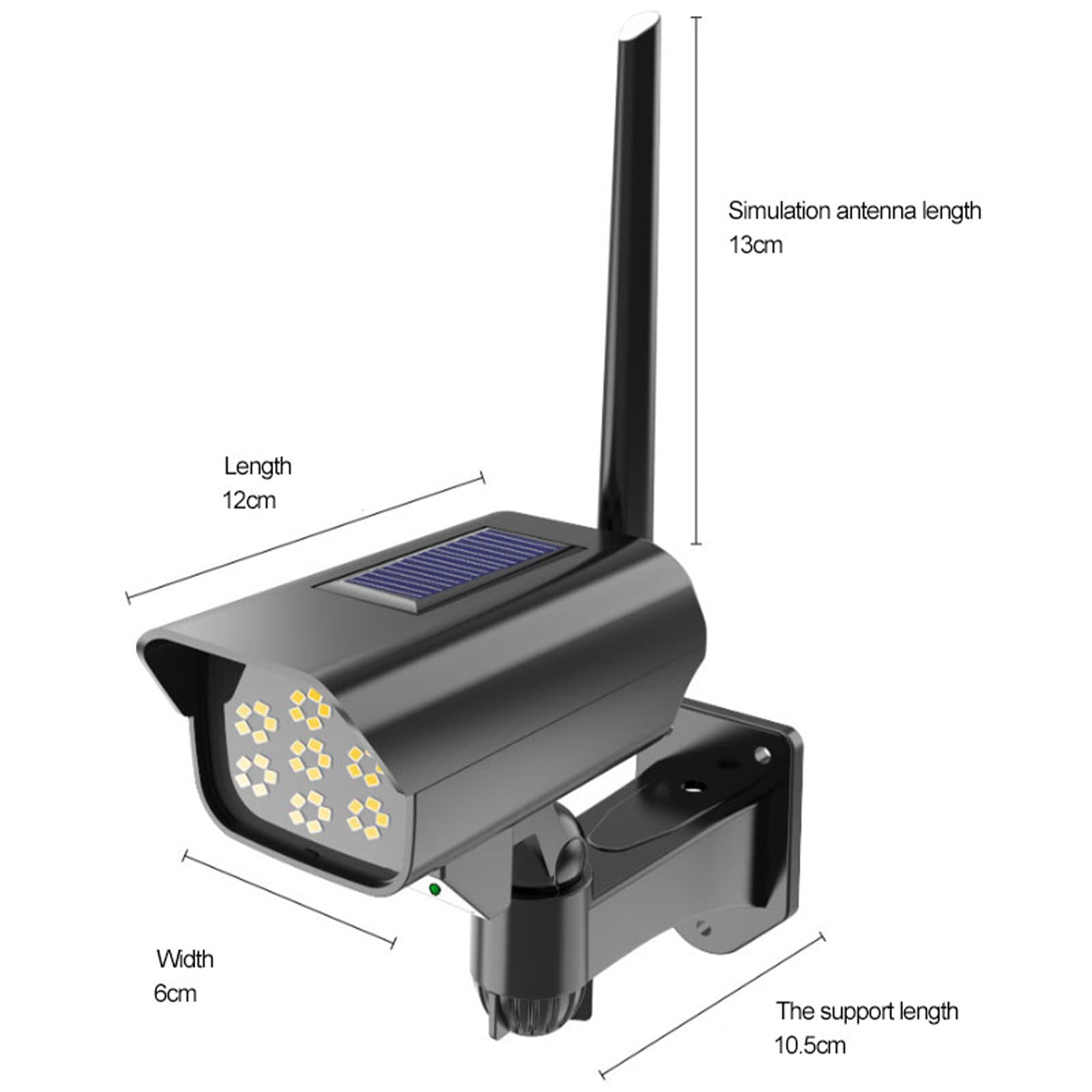 Solar Powered Dummy Security Camera with Motion Sensor - Waterproof Fake CCTV Outdoor Light for Home & Business Surveillance - Wide Angle View for Enhanced Safety in Yards, Garages & Driveways