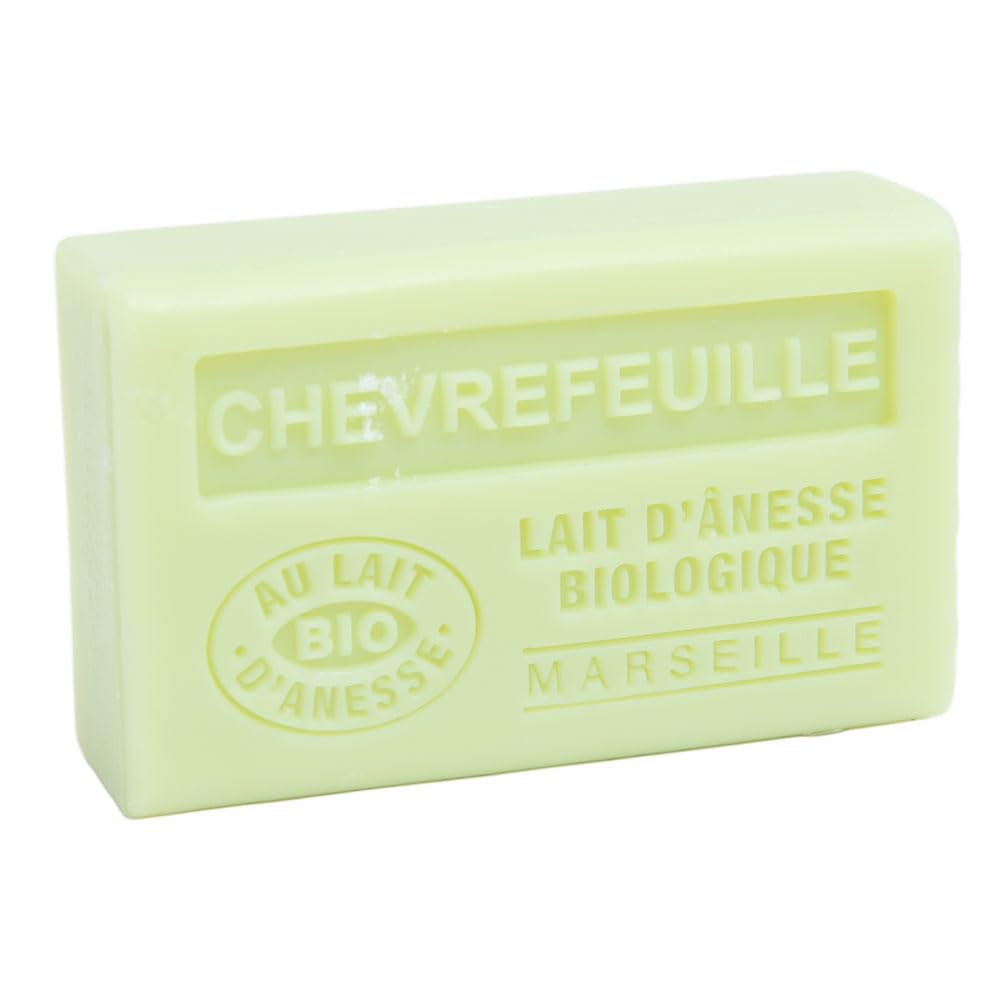 Provence Marseille Soap with Organic Donkey Milk & Honeysuckle Fragrance - 60g Bar (Pack of 3) | French Luxury Skincare for Dry & Sensitive Skin - Perfect for Bath, Shower & Gift Sets