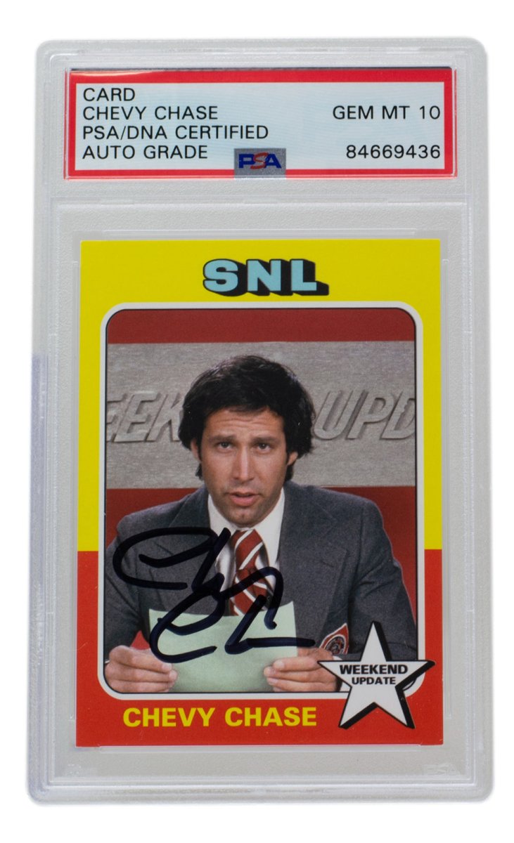 Chevy Chase Signed SNL Weekend Update Trading Card PSA/DNA Certified Auto Gem Mint 10 - Rare Collectible for Comedy Fans & Memorabilia Collectors | Perfect for Display, Investment & TV Show Enthusiasts